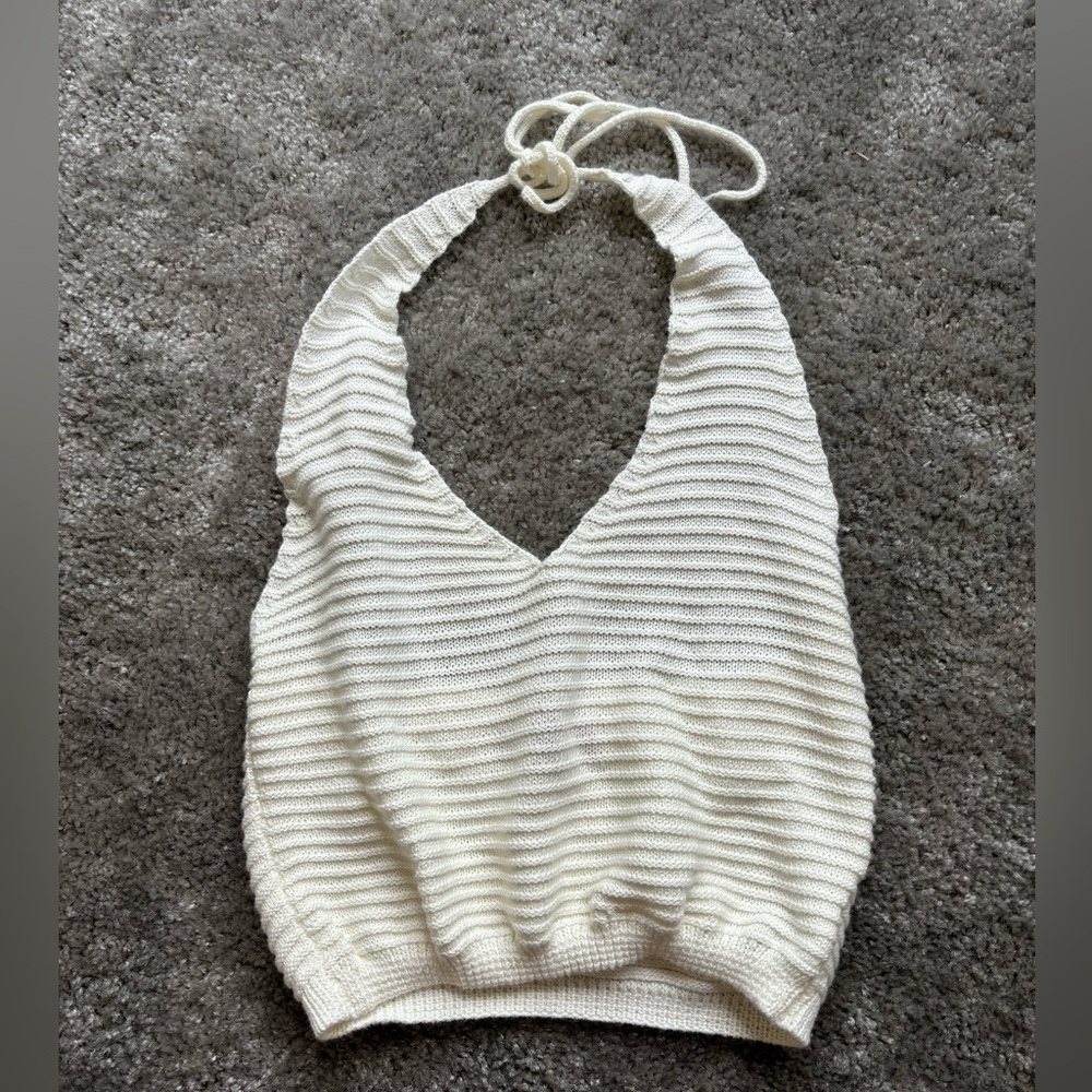 Edikted knit white halter top size M